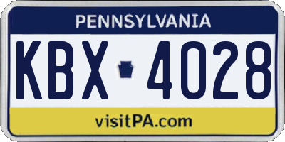 PA license plate KBX4028