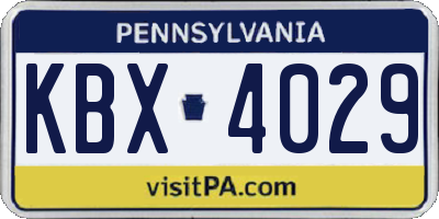 PA license plate KBX4029