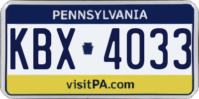 PA license plate KBX4033