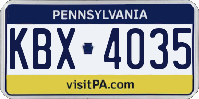 PA license plate KBX4035