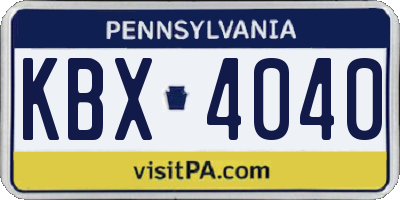 PA license plate KBX4040