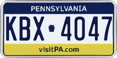PA license plate KBX4047