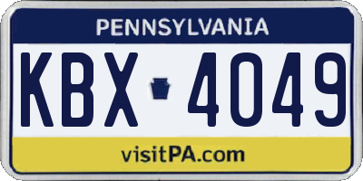 PA license plate KBX4049