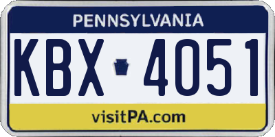 PA license plate KBX4051