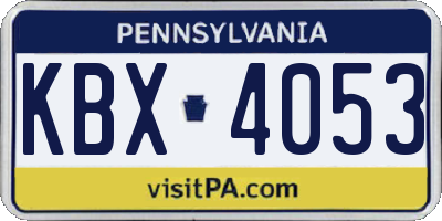 PA license plate KBX4053