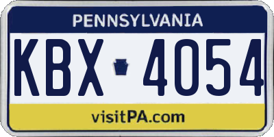 PA license plate KBX4054