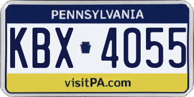 PA license plate KBX4055