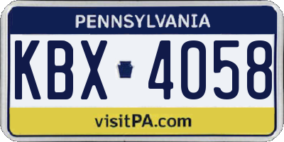 PA license plate KBX4058