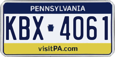 PA license plate KBX4061