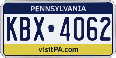 PA license plate KBX4062