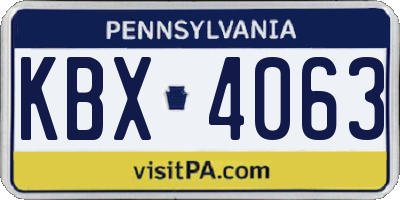 PA license plate KBX4063