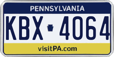 PA license plate KBX4064