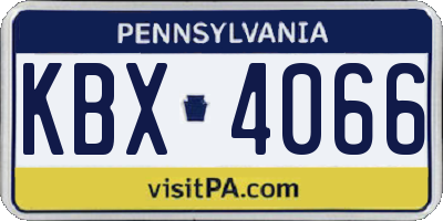 PA license plate KBX4066