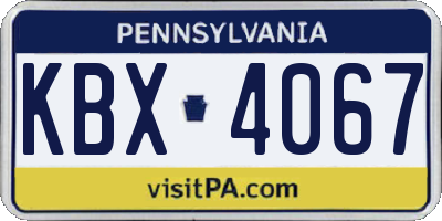 PA license plate KBX4067