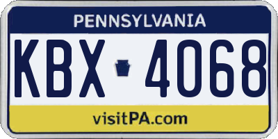 PA license plate KBX4068
