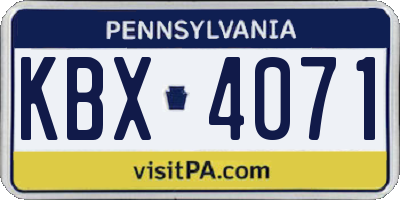 PA license plate KBX4071