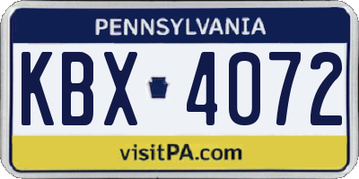 PA license plate KBX4072