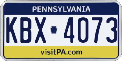 PA license plate KBX4073