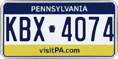 PA license plate KBX4074