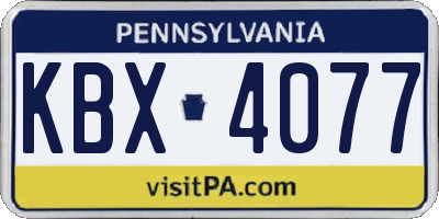 PA license plate KBX4077