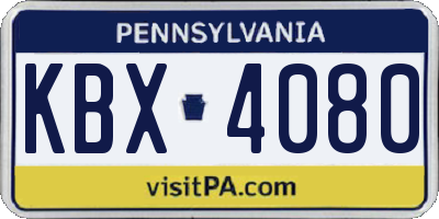 PA license plate KBX4080