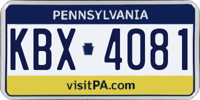 PA license plate KBX4081