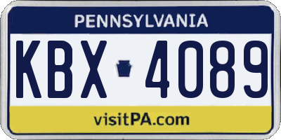 PA license plate KBX4089