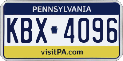 PA license plate KBX4096