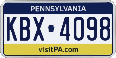 PA license plate KBX4098