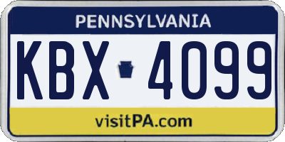 PA license plate KBX4099