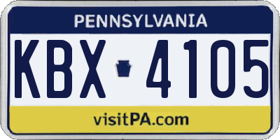 PA license plate KBX4105