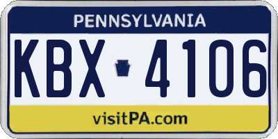 PA license plate KBX4106