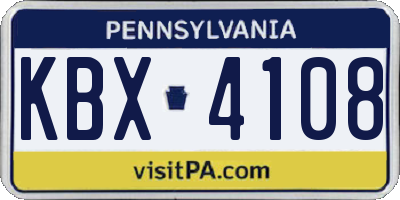 PA license plate KBX4108
