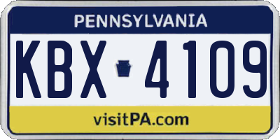 PA license plate KBX4109