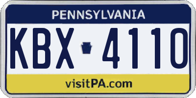 PA license plate KBX4110