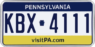 PA license plate KBX4111