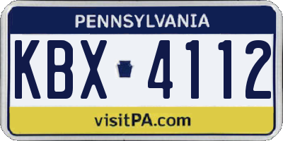 PA license plate KBX4112
