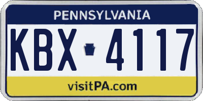 PA license plate KBX4117