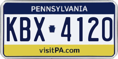 PA license plate KBX4120