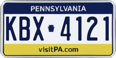 PA license plate KBX4121