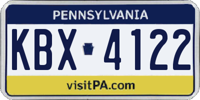 PA license plate KBX4122