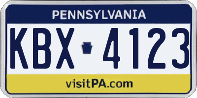 PA license plate KBX4123