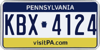 PA license plate KBX4124