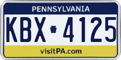 PA license plate KBX4125