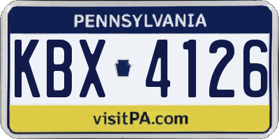 PA license plate KBX4126