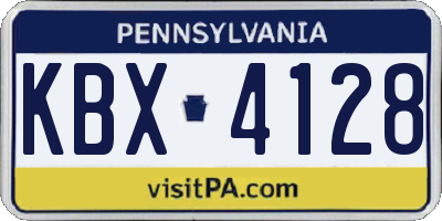PA license plate KBX4128