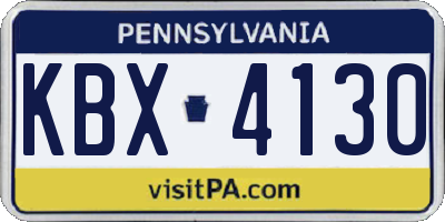 PA license plate KBX4130