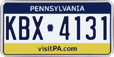 PA license plate KBX4131