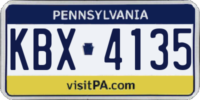 PA license plate KBX4135