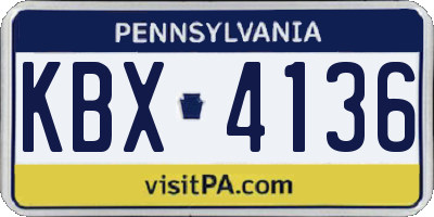 PA license plate KBX4136